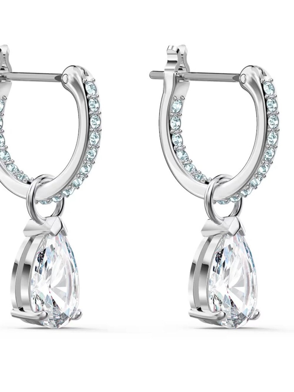 SWAROVSKI Stilla Attract drop earrings Pear cut, White, Rhodium plated - Picture 4 of 10